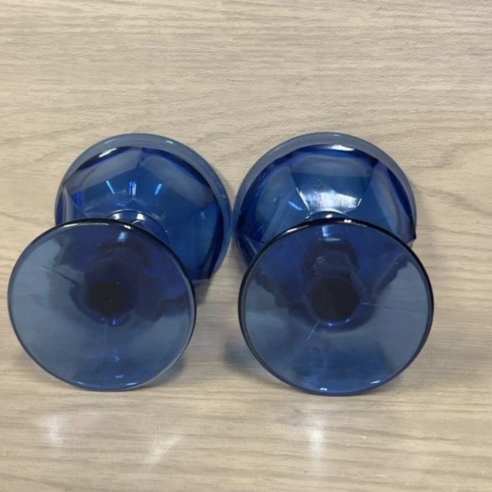 Vintage Old Williamsburg Deep Blue Ultra Imperial Sherbet Glasses - Set of 2
